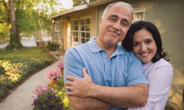 Man and woman smiling
