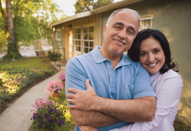 Man and woman smiling