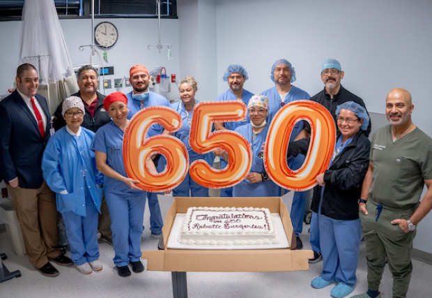 The robotic surgery team celebrating its 650th surgery