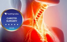 Healthgrades badge over image of highlighted carotid arteries