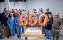 The robotic surgery team celebrating its 650th surgery