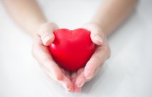 hands holding a red plastic heart